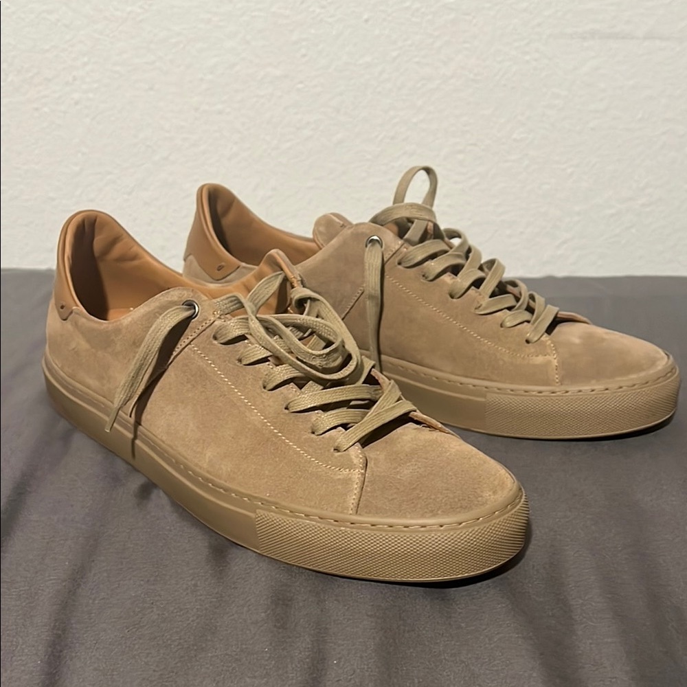 Khaki suede sneakers